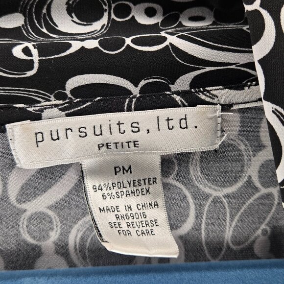 Pursuits, Ltd., Black, White , Top, Size: PM - Picture 3 of 4